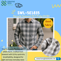Poly laine de mer recyclée SWL-5E1835 durable PET/Polyester = 20/80 pour chemise à carreaux de porte extérieure, UPF30 +,Q-Dry