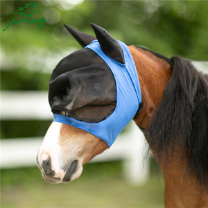Luxury Horse Ear Bonnet Horse <b>Fly</b> Mesh <b>Net</b> With Ear Cover Blue And White Protective Veil For Equestrian Use - Product Image 4