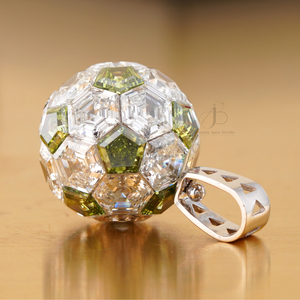 14K White <b>Gold</b> Lab Grown Hexagon Diamond Ball <b>Pendant</b> VVS1 Clarity Invisible Setting for Gift Certified by IGI - Product Image 2