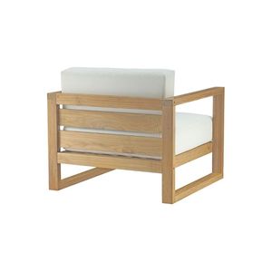 Sillón de Exterior Minimalista de Madera Daro con Cojín Blanco, Sofá de Jardín de Una Plaza, Muebles de Patio Duraderos - Product Image 6