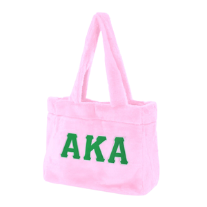 AKA Fur Tote Bag Pink with Green Soft Plush Shoulder <b>Handbag</b> Large Capacity Casual Shopping Travel Everyday Carry Fashion Tote - Product Image 1
