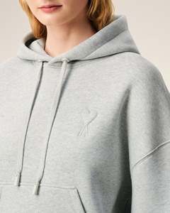 Sudadera con Capucha Gris Claro para Hombre, Corte Regular, Tejido de Algodón, Color Sólido, Estilo Casual para Otoño, Diseño con Logotipo Frontal y Bolsillo - Product Image 4