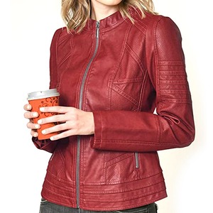 Veste en cuir rouge de luxe pour homme, design classique de moto, coutures de haute qualité, vestes en cuir personnalisées - Product Image 3
