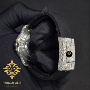 นาฬิกาเพชรหรู Pahal Jewels ตัวเรือนสแตนเลสทรงกลม 40 มม. ระบบควอตซ์ สายซิลิโคนสีดำ สำหรับทุกเพศ - Product Image 3