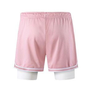 Pantalones Cortos Deportivos Casuales de Malla Sólida para Hombre, Color Rosa Claro, de Secado Rápido y Transpirables, con Cintura Elástica y Cordón Ajustable - Product Image 2