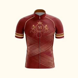 Men's Cycling Jersey Set Maroon Gold Logo Print Breathable Polyester <b>Road</b> Bike Kit Adult Custom Design - Product Image 3
