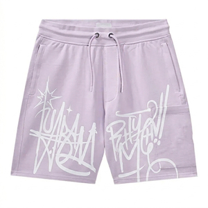 Men's Solid Eco-Friendly Nylon/Spandex <b>Shorts</b> Drawstring Waist Front Logo Print Casual Style Digital Breathable Quick Dry - Product Image 1