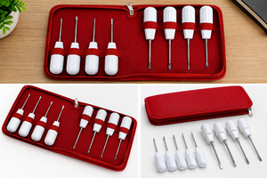 8 Pcs Manual Dental Implant <b>Screwdriver</b> Kit <b>with</b> White Handles in Red Zipper <b>Case</b> - Product Image 6