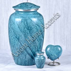 Handmade Aluminum Cremation Urn With Elegant Cultured Marble Design <b>Memorial</b> Keepsake Urn for Human Ashes by Axiom Home Accents - Product Image 2
