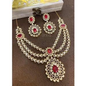 Conjunto de Collar y Pendientes de Moissanita Doble Chapado en Oro de Primera Calidad, Elegante y Moderno, para Mujer, Regalo para Boda, Fiesta o Compromiso - Product Image 1