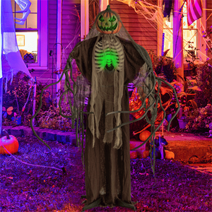 Fantasma Animatronico di Halloween da 1,8 m con Design a Zucca Luminoso, Suoni e Movimenti Spaventosi Attivabili al Tocco per Uso Interno/Esterno - Product Image 5