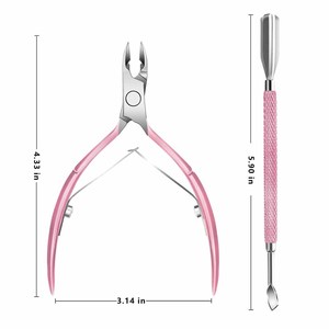 Pink Stainless Steel Cuticle Nipper with Pusher Tool Professional Manicure <b>Pedicure</b> <b>Set</b> for Adults - Product Image 2