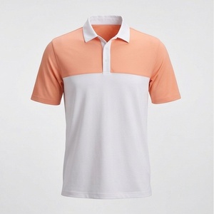 เสื้อโปโลชาย แขนสั้น สีขาวและสีพีช ดีไซน์เรียบง่าย สวมใส่สบาย ทรงปกติ - Product Image 1