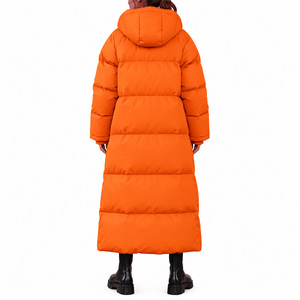 Abrigo Largo Acolchado con Capucha para Mujer, Color Naranja, Chaqueta de Invierno Gruesa y Acolchada, Chaqueta de Invierno de Primera Calidad - Product Image 3