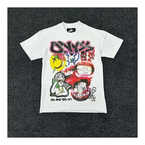 OYKZ เสื้อยืดแขนสั้นสีขาวสำหรับผู้ชายสตรีทแวร์คอกลมทรงปกติผ้าฝ้าย 100% ระบายอากาศได้ดี - Product Image 1