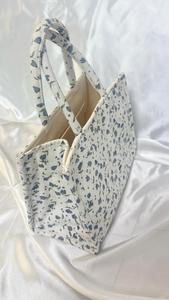 White Solid <b>Foldable</b> Mini Cotton Tote <b>Bag</b> with Shoulder Handle-Sunder Devi - Product Image 4