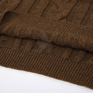 Suéter de Cuello Alto para Hombre, Color Marrón, Tejido de Cable, Manga Larga, 100% Lana, Grueso, para Invierno, Corte Regular, 2026 - Product Image 5