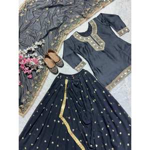 Designer Women's Party Wear <b>Set</b> <b>Top</b> Dhoti <b>Skirt</b> Dupatta-Elegant <b>and</b> Stylish Look! - Product Image 3