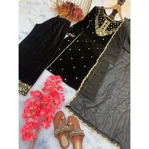 Fancy Women's Wedding Wear Set Embroidered <b>Top</b> Bottom & Dupatta - Product Image 1
