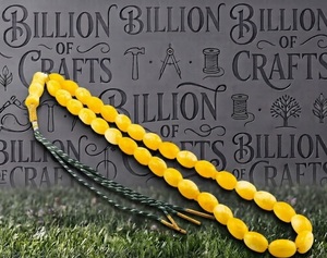 Handmade Resin Prayer Beads 33 Yellow Oval Beads Misbaha Islamic Tasbih Muslim Rosary Dhikr Zikr <b>Religious</b> Gift - Product Image 4