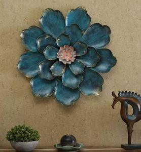 Décoration murale en métal bleu de luxe, sculpture florale 3D, art mural floral fait main, moderne, pour salon, chambre, bureau, décoration murale suspendue - Product Image 4