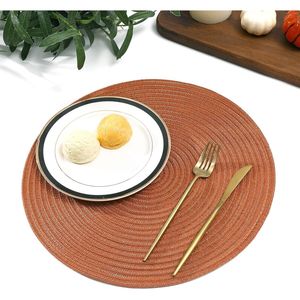 Set di 6 tovagliette rotonde lavabili da 15 pollici in cotone e poliestere intrecciato, tovagliette per tavola da pranzo, decorazione per la tavola - Product Image 6
