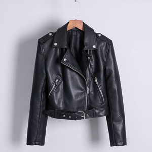 Chaqueta de Motera Extra Grande de Cuero PU Genuino Transpirable para Mujer, Moda Urbana de Invierno, Fabricante Mayorista - Product Image 2