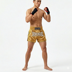 กางเกงมวยไทยขายส่งสำหรับผู้ชาย พิมพ์ลายแบบ Sublimation กางเกงชกมวยคิกบ็อกซิ่ง MMA รับผลิตแบบ OEM ปักลายกางเกงมวยไทย - Product Image 2