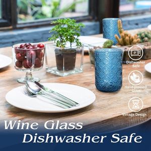Set di Calici da Vino in Vetro Colorato con Rilievo a Diamante, Stile Europeo, per Matrimoni, Feste, Banchetti e Decorazioni per la Casa - Product Image 6
