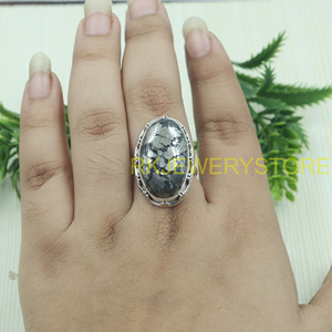 Large Marcasite Oval <b>Ring</b> <b>925</b> Sterling <b>Silver</b> Handmade Vintage Style Floral Pattern Inlay Gemstone Statement Jewelry Gift Men - Product Image 2
