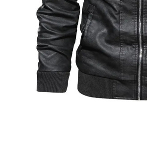 Veste en cuir véritable de haute qualité pour homme, col montant en toile, respirante, décontractée, motif lettres, personnalisable, service OEM - Product Image 5