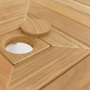Mesa de Madera para Exterior con Patrón de Listones en Ángulo, Patas Arqueadas, para Hotel, Resort, Villa, Restaurante, Terraza, Grado Comercial - Product Image 3