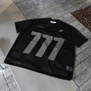 T-shirt en maille réfléchissant avec imprimé graphique 777, coupe oversize, en jersey résille, col rond, manches courtes, transparent, style streetwear - Product Image 2
