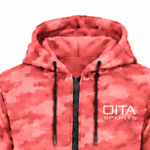 Unisex Coral <b>Pink</b> Camouflage Tracksuit Full Zip <b>Hoodie</b> with Drawstring Jogger Pants Two Piece Casual Athletic Streetwear Outfit - Product Image 6
