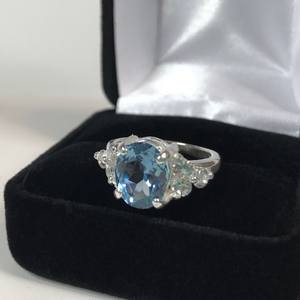 London Art Deco Blue Topaz <b>Ring</b> <b>Adjustable</b> <b>Size</b> December Birthstone Wedding Festival Gift Jewelry for Women - Product Image 5