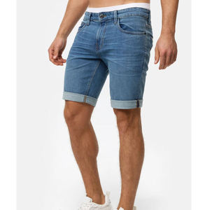 Pantalones cortos de mezclilla para hombre, holgados, de cintura media, de tela tejida transpirable, color azul lavado, estilo Bermuda, económicos, de tannería pakistaní, de diseñador - Product Image 3