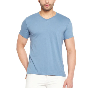 Casual Men's 100% Cotton Knitted Eco-Friendly Breathable Lightweight <b>V</b> Neck Short Sleeve Custom Logo Printing Regular <b>Fit</b> - Product Image 1