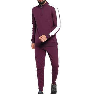 Chándal de invierno para hombre, ligero, con estampado, cierre de cremallera de un cuarto, con bolsillos laterales para correr, 100% algodón - Product Image 1