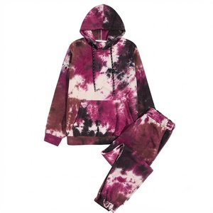 Custom Men <b>Tie</b> <b>Dye</b> Hooded Tracksuit <b>Set</b> Full Sleeve Loose Fit Casual Autumn Wear 100% Cotton Gradient Color Pattern With Pockets - Product Image 1