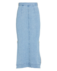 Women Cloth Skirt Two Tone Latest Long Denim Skirt Design Maxi Jeans Women's Skirt - Product Image 6