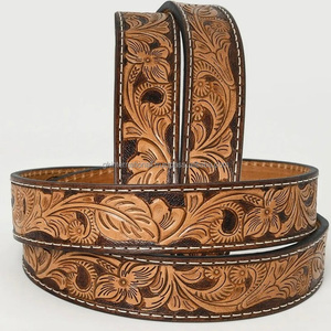 Ceinture d'outillage en cuir western pleine fleur gravée à la main sculptée à fleurs blanches avec boucle ardillon en laiton nickelé tailles personnalisées - Product Image 5