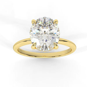 Anillo de compromiso de diamante ovalado cultivado en laboratorio, anillo de boda de oro solitario para mujer, anillo de diamante minimalista - Product Image 1