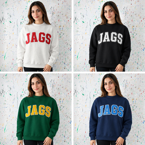 Pull universitaire noir personnalisé à col montant pour femme Jags, avec logo universitaire et broderie de lettres grecques, pour le spirit scolaire et les tenues de campus - Product Image 5
