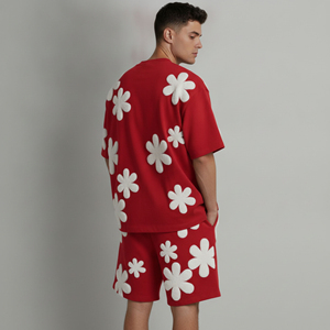 Ensemble T-shirt et short en molleton tricoté respirant de haute qualité pour homme – Tenue décontractée d'été à manches courtes, confortable et à prix abordable - Product Image 2