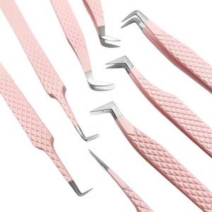 Ensemble de pinces à cils en acier inoxydable chirurgical Morje avec pointes de précision dentées et crantées, longueur 10 mm, pour extensions de cils - Product Image 1