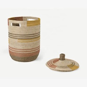 Paniers en jonc de mer pour vêtements, paniers de rangement faits à la main, vente en gros, écologiques, fabriqués au Vietnam - Product Image 2