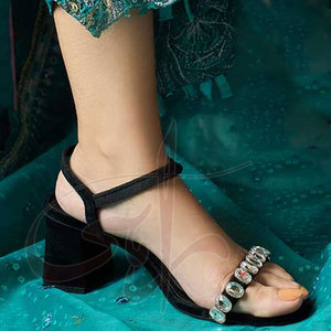 Sandalias de Tacón con Terciopelo Estampado, Hechas a Mano, Cómodas, Antideslizantes, a la Moda, para Bodas, Fiestas y Ocasiones Especiales - Product Image 6