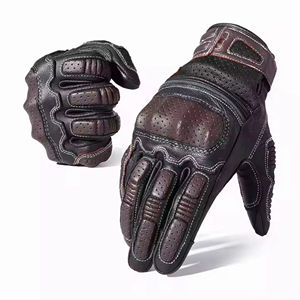 Guantes de Motocicleta de Cuero Duradero, Dedos Completos, Antideslizantes, Función Táctil, Unisex, Cierre de Gancho y Bucle, Poliuretano - Product Image 1