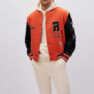 Fabricant OEM, veste de baseball bomber en cuir personnalisée de haute qualité avec broderie en chenille pour hommes, style universitaire, veste varsity courte - Product Image 4