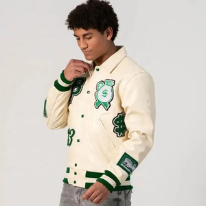 2026 New Custom Out Wear Embroidery <b>Men</b> <b>Bomber</b> Chenille Embroidery <b>Varsity</b> <b>Jackets</b> Color Button up university <b>Jacket</b> for <b>Men's</b> - Product Image 3